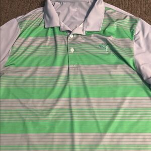 Men's Puma Green Striped Polo Shirt